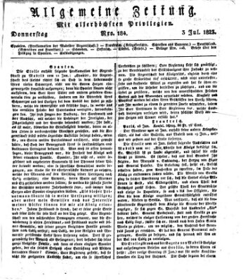 Allgemeine Zeitung Donnerstag 3. Juli 1823