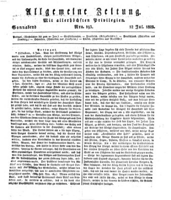 Allgemeine Zeitung Samstag 12. Juli 1823