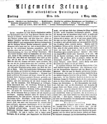 Allgemeine Zeitung Freitag 1. August 1823