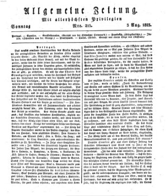 Allgemeine Zeitung Sonntag 3. August 1823