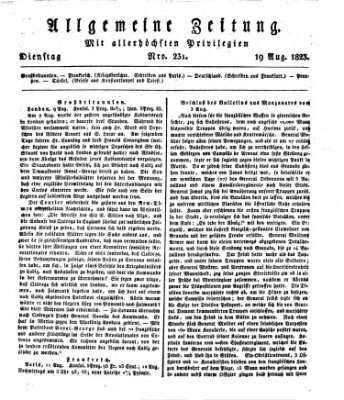 Allgemeine Zeitung Dienstag 19. August 1823