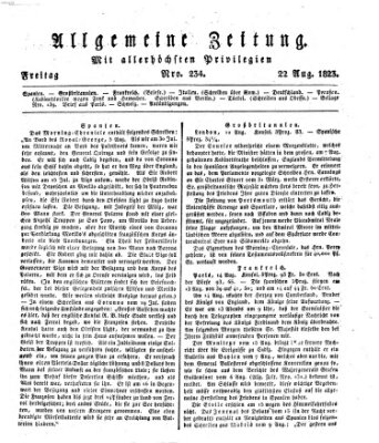 Allgemeine Zeitung Freitag 22. August 1823