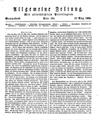 Allgemeine Zeitung Samstag 23. August 1823