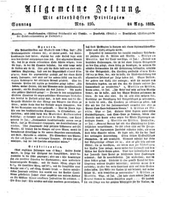 Allgemeine Zeitung Sonntag 24. August 1823