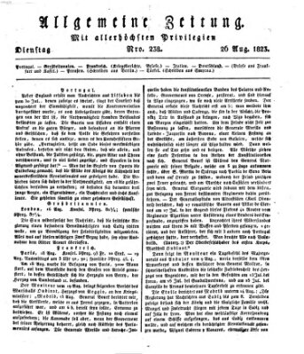 Allgemeine Zeitung Dienstag 26. August 1823