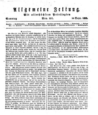 Allgemeine Zeitung Sonntag 14. September 1823