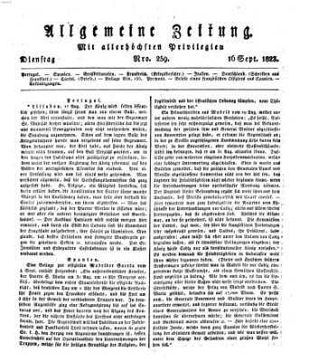 Allgemeine Zeitung Dienstag 16. September 1823