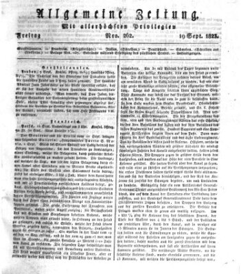 Allgemeine Zeitung Freitag 19. September 1823