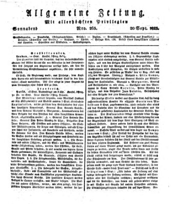 Allgemeine Zeitung Samstag 20. September 1823