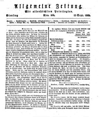 Allgemeine Zeitung Dienstag 23. September 1823