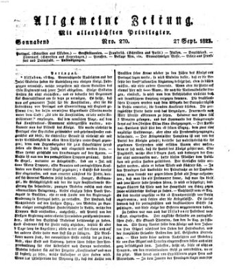 Allgemeine Zeitung Samstag 27. September 1823