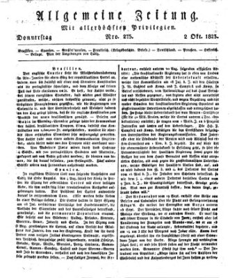 Allgemeine Zeitung Donnerstag 2. Oktober 1823