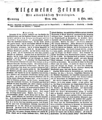 Allgemeine Zeitung Sonntag 5. Oktober 1823