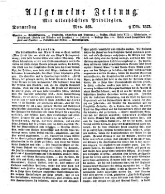 Allgemeine Zeitung Donnerstag 9. Oktober 1823