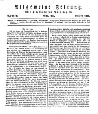 Allgemeine Zeitung Sonntag 12. Oktober 1823