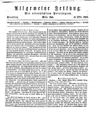 Allgemeine Zeitung Dienstag 21. Oktober 1823