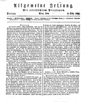 Allgemeine Zeitung Freitag 31. Oktober 1823