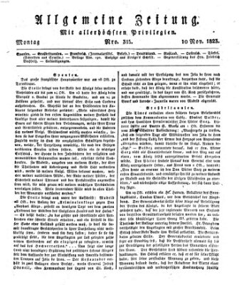 Allgemeine Zeitung Montag 10. November 1823