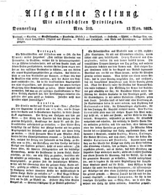 Allgemeine Zeitung Donnerstag 13. November 1823