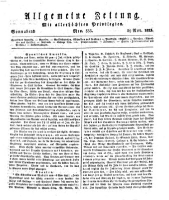 Allgemeine Zeitung Samstag 29. November 1823