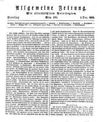 Allgemeine Zeitung Dienstag 2. Dezember 1823