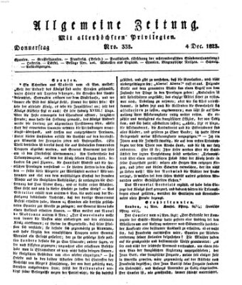 Allgemeine Zeitung Donnerstag 4. Dezember 1823