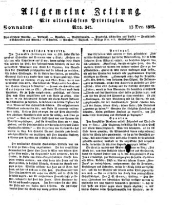 Allgemeine Zeitung Samstag 13. Dezember 1823