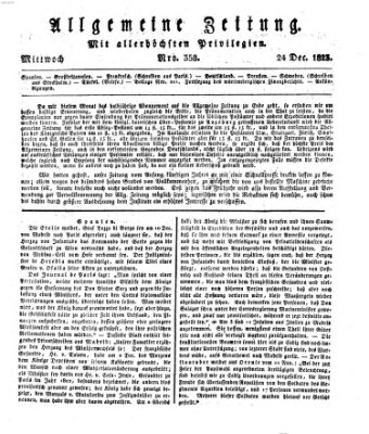 Allgemeine Zeitung Mittwoch 24. Dezember 1823