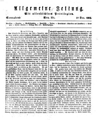 Allgemeine Zeitung Samstag 27. Dezember 1823