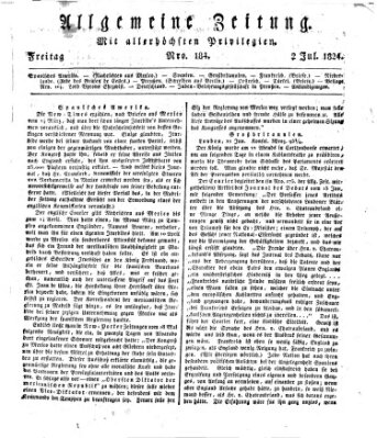 Allgemeine Zeitung Freitag 2. Juli 1824