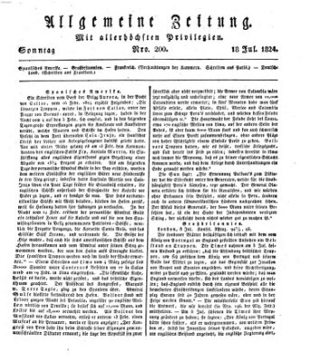 Allgemeine Zeitung Sonntag 18. Juli 1824