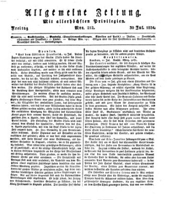 Allgemeine Zeitung Freitag 30. Juli 1824