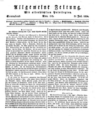 Allgemeine Zeitung Samstag 31. Juli 1824