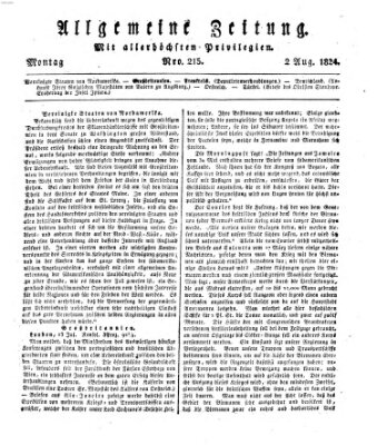 Allgemeine Zeitung Montag 2. August 1824