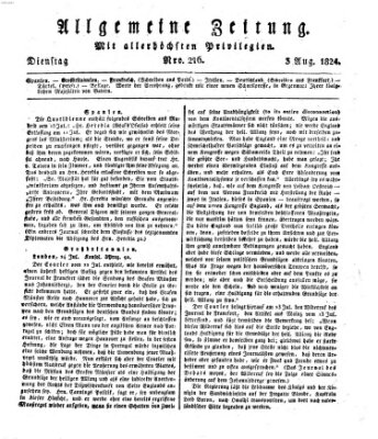 Allgemeine Zeitung Dienstag 3. August 1824