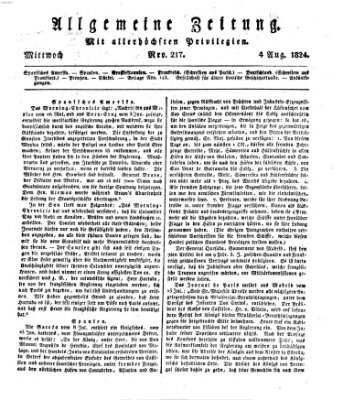 Allgemeine Zeitung Mittwoch 4. August 1824