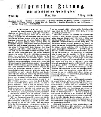 Allgemeine Zeitung Freitag 6. August 1824