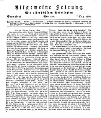 Allgemeine Zeitung Samstag 7. August 1824