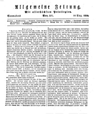 Allgemeine Zeitung Samstag 14. August 1824