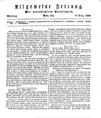 Allgemeine Zeitung Montag 16. August 1824