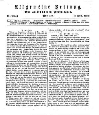 Allgemeine Zeitung Dienstag 17. August 1824