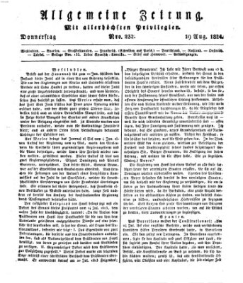 Allgemeine Zeitung Donnerstag 19. August 1824