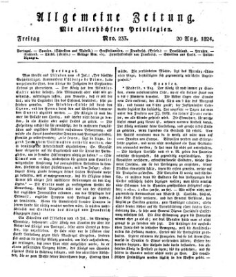 Allgemeine Zeitung Freitag 20. August 1824