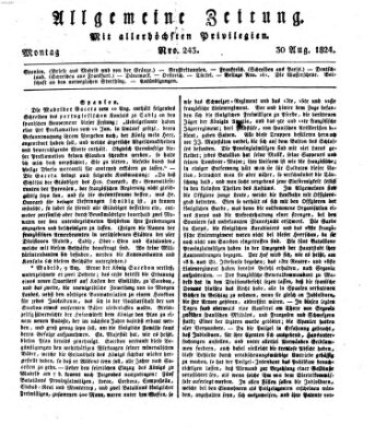 Allgemeine Zeitung Montag 30. August 1824