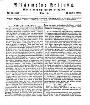 Allgemeine Zeitung Samstag 11. September 1824