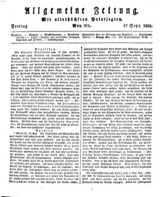 Allgemeine Zeitung Freitag 17. September 1824