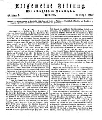 Allgemeine Zeitung Mittwoch 22. September 1824