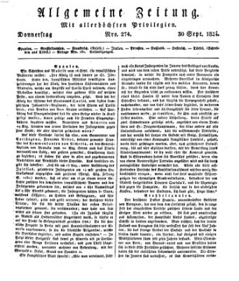 Allgemeine Zeitung Donnerstag 30. September 1824