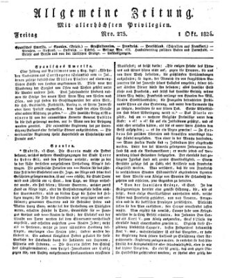 Allgemeine Zeitung Freitag 1. Oktober 1824