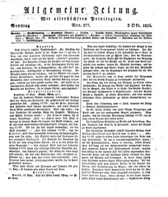 Allgemeine Zeitung Sonntag 3. Oktober 1824